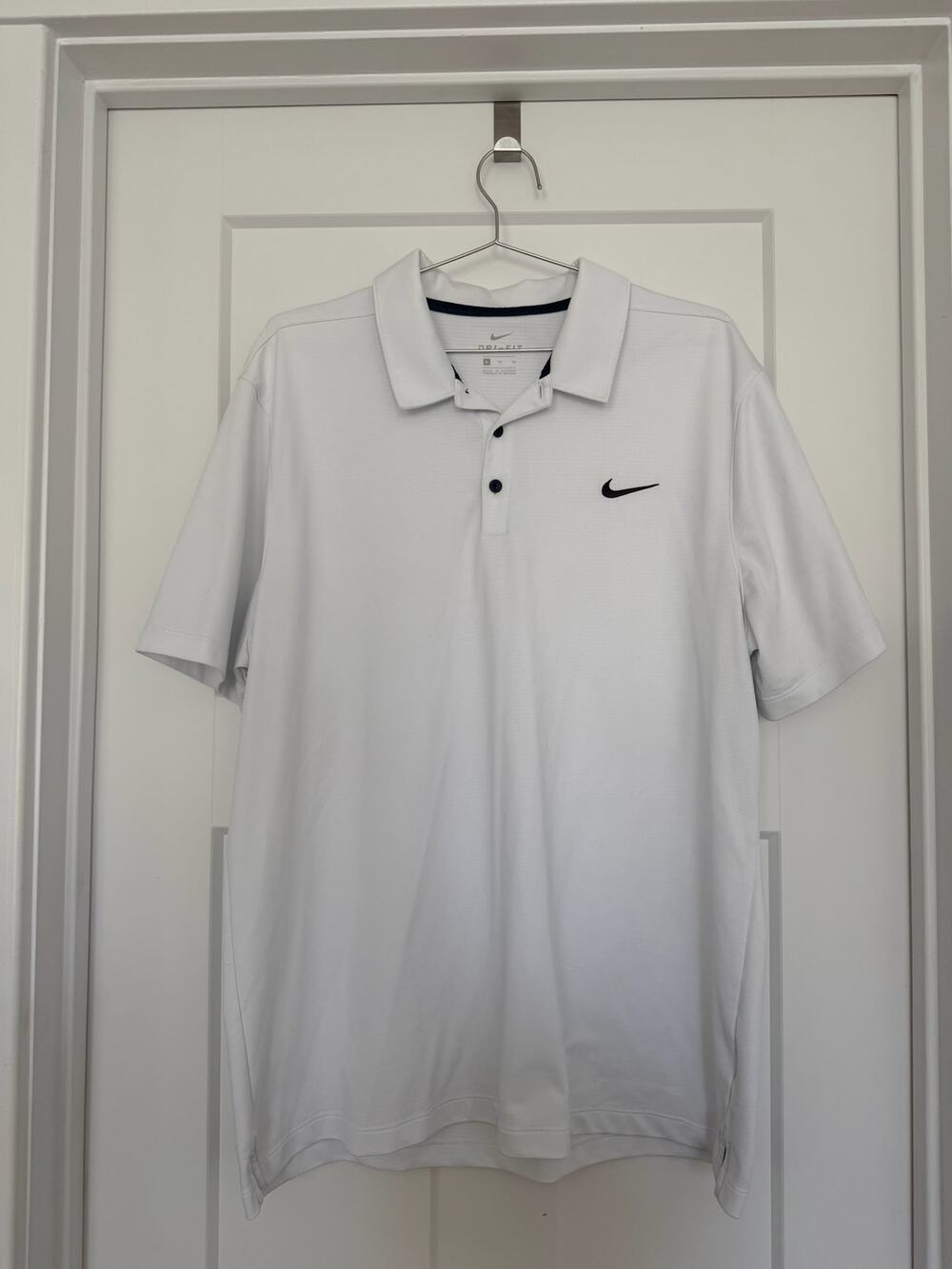 Nike Dri-FIT Men’s XL White Performance Golf Polo Shirt Black Swoosh